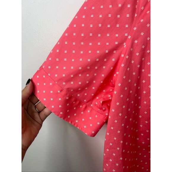 Talbots‎ Button Front Shirt Sz 20 Pink White Polka Dot Wrinkle Resistant Cotton - Picture 4 of 11